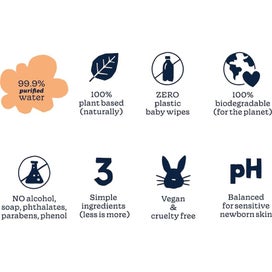 Listing 4 of 5 for Pureness Baby Wipes 99.9% Water Wipes 64pack