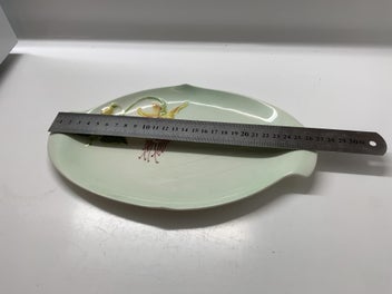 Listing 3 of 9 for ROYAL WINTON - PINK FUCHSIA FLOWER - MINI SERVING PLATE - BASE LIGHT GREEN