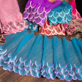 Listing 5 of 14 for 2yards Multicolor Embroidery Lace Fabric For Doll Clothes Handicraft Acce CHK12N