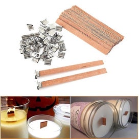 Listing 3 of 3 for Wood Candle Wicks, Smokeless Candle Wicks With Iron Stand Candle Cores F