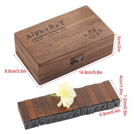 Listing 2 of 5 for 70PCS Vintage Wood Alphabet Letter Rubber Stamps Small Wooden Box
