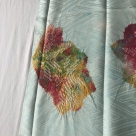 Listing 3 of 17 for Vintage Hand Dyed Japanese Shibori Rinzu Silk Fabric Piece