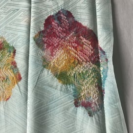 Listing 8 of 17 for Vintage Hand Dyed Japanese Shibori Rinzu Silk Fabric Piece