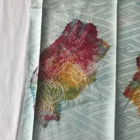 Listing 15 of 17 for Vintage Hand Dyed Japanese Shibori Rinzu Silk Fabric Piece
