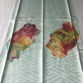 Listing 10 of 17 for Vintage Hand Dyed Japanese Shibori Rinzu Silk Fabric Piece
