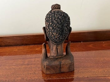 Listing 3 of 7 for Vintage African Hand Carved Wood Elderly Male Sculpture