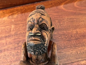 Listing 5 of 7 for Vintage African Hand Carved Wood Elderly Male Sculpture