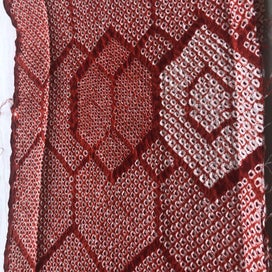 Listing 7 of 13 for Vintage Red Silk Japanese Hand Dyed Shibori Kimono Panel Fabric Piece
