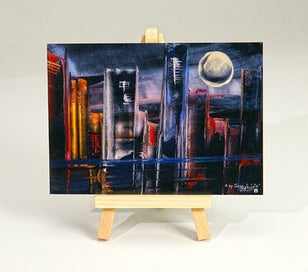 Listing 5 of 12 for ZipArt incl.5 Prints A6 of my Original Unique Encaustic Artwork + one Easel Set1