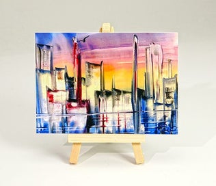 Listing 9 of 12 for ZipArt incl.5 Prints A6 of my Original Unique Encaustic Artwork + one Easel Set1