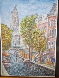 Listing 2 of 2 for Watercolour painting, Utrecht oude gracht