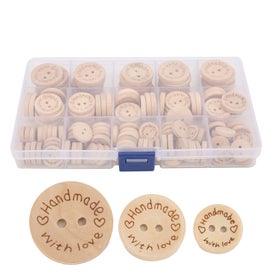 Listing 2 of 5 for craft buttons 140pcs Wooden Buttons DIY 3 Different Sizes Letters Pattern Sewing