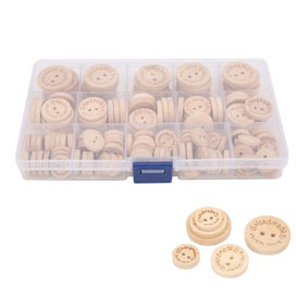 Listing 3 of 5 for craft buttons 140pcs Wooden Buttons DIY 3 Different Sizes Letters Pattern Sewing