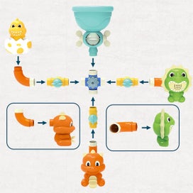 Listing 7 of 10 for Bath Toys For Kids,Bathroom Dinosaur Pipe Water Wheel Turning Fun Baby Playing I