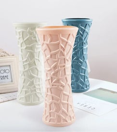 Listing 4 of 7 for ANYDECO Flower Vase Blue Large Geometric Nordic Style Pot Home Decor