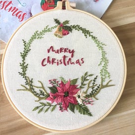 Listing 1 of 3 for Pattern Embroidery Starter Kit Cross Stitch Merry Christmas Embroidery-Style 3