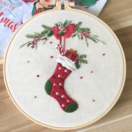 Listing 1 of 3 for Pattern Embroidery Starter Kit Cross Stitch Merry Christmas Embroidery-Style 4