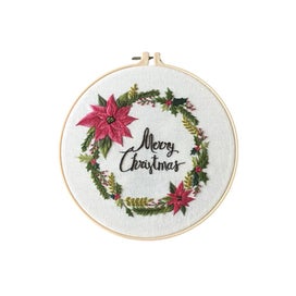 Listing 1 of 3 for Pattern Embroidery Starter Kit Cross Stitch Merry Christmas Embroidery-Wreath