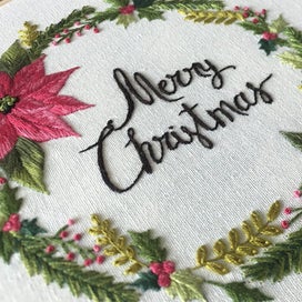 Listing 2 of 3 for Pattern Embroidery Starter Kit Cross Stitch Merry Christmas Embroidery-Wreath