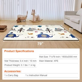 Listing 7 of 10 for Brand New 71"x79" Baby Play Mat Kids Crawling Soft Activity Floor Playmat 2 Side