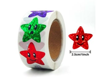 Listing 4 of 10 for 100-500pcs Glitter Star Stickers For Kids School Teacher Reward Sticker Party