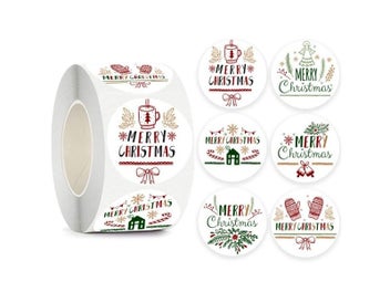 Listing 3 of 9 for 100-500pcs Merry Christmas Sticker Holiday Party New Year Decoration Gift Box
