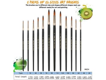 Listing 4 of 10 for 12pcs Professional Paint Brush Set Round Nylon Hair For Painting