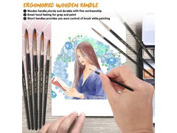 Listing 8 of 10 for 12pcs Professional Paint Brush Set Round Nylon Hair For Painting
