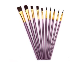 Listing 5 of 9 for 10 Pcs Full Set Nylon Hair Painting Brushes For Art Supplies