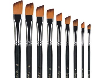 Listing 3 of 9 for 9 Pieces Angled Brush Set For Watercolor Acrylic Oil Gouache