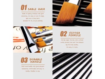 Listing 4 of 9 for 9 Pieces Angled Brush Set For Watercolor Acrylic Oil Gouache