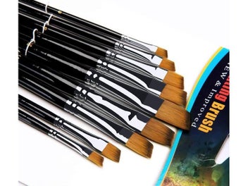 Listing 5 of 9 for 9 Pieces Angled Brush Set For Watercolor Acrylic Oil Gouache