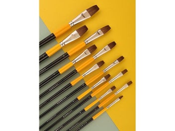 Listing 3 of 9 for 6pcs/set Weasel Hair Flat Peak Acrylic Art Brush For Painting Supplies