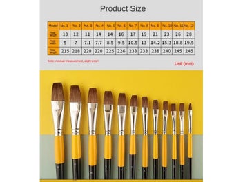 Listing 4 of 9 for 6pcs/set Weasel Hair Flat Peak Acrylic Art Brush For Painting Supplies