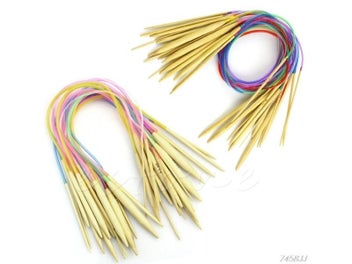 Listing 3 of 10 for 18Pacs 18Sizes 40cm 80cm Multicolor Tube Circular Carbonized Bamboo Knitting