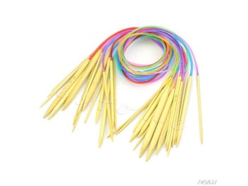 Listing 4 of 10 for 18Pacs 18Sizes 40cm 80cm Multicolor Tube Circular Carbonized Bamboo Knitting