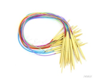 Listing 5 of 10 for 18Pacs 18Sizes 40cm 80cm Multicolor Tube Circular Carbonized Bamboo Knitting