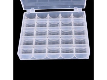 Listing 6 of 9 for 25 Slots Empty Bobbins Spools Box Sewing Machine Bobbin Case Covers Storage Box
