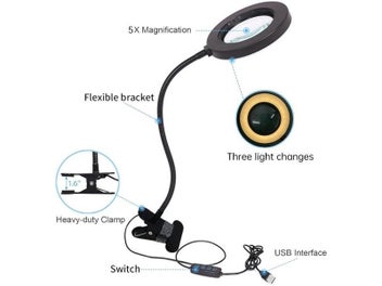 Listing 4 of 9 for Clip-Type Led Magnifying Glass Nail Beauty Light USB Cold Light Non-slip Clamp