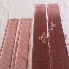Listing 2 of 14 for Vintage Japanese Kimono Silk Panels X4 Fabric Pieces Shibori