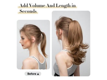 Listing 3 of 9 for Synthetic Claw Clip In Ponytail Hair Extensions Wavy Hairpiece 14" Fake Blonde
