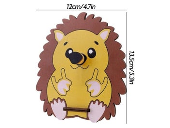 Listing 8 of 10 for Hedgehog Sloth Pattern Cartoon Wooden Glasses Frame Storage Rack Single Layer