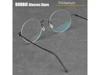 Listing 6 of 10 for High Quality Glasses Frame Pure Titanium Screwless Round Eyewear Eyeglasses Men