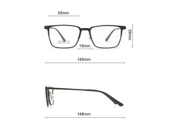 Listing 7 of 10 for 3 In 1 Pure Titanium Full Rim Square Men Glasses Frame With Polarized Clip On