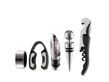 Listing 3 of 9 for 5Pcs Stainless Steel Wine Opener Kit Pourer Wine Ring Wine Decanter Bottle