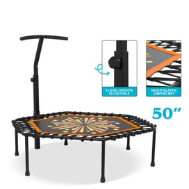 Listing 2 of 10 for 50 inch Mini trampoline Fitness Handrail Rebounder Cardio Trainer Exercise