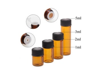 Listing 7 of 9 for 5pcs 1ml-5ml Mini Amber Liquid Glass Bottles With Orifice Reducer Cap