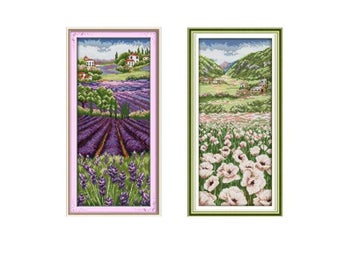 Listing 3 of 10 for Lavender Champaign Painting Cross Stitch Kits Embroidery Cross Set Chinese