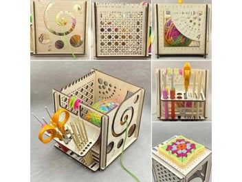 Listing 5 of 8 for All-in-One Wooden Yarn Bowl Multi-Purpose Knitting Tool Knitting And Crochet