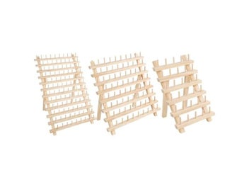 Listing 7 of 9 for Foldable Wooden Thread Holder 30/80/120 Spools Sewing Embroidery Thread Rack